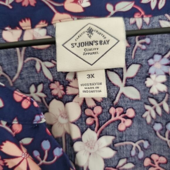 St John Bay Women's Size 3x Multicolored Floral Long Sleeve Blouse - Picture 7 of 8